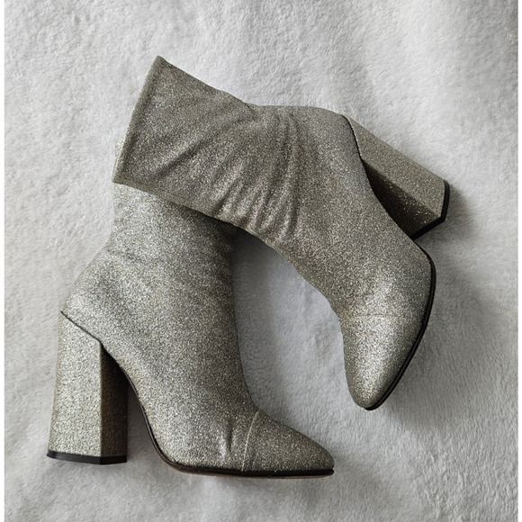 DRIES VAN NOTEN Runway moda operandi silver glitter boots $725 I-38 US-7 1/2 7.5 - Picture 8 of 16